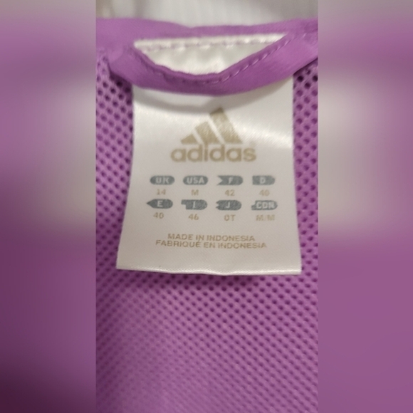 Adidas Jacket Medium Light Purple & Gray Classic Windbreaker - Picture 3 of 11